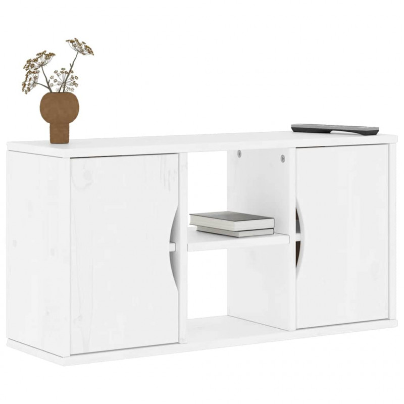 Szafka RTV „ODDA” Biała 79x24x40 cm Drewno lite Sosna