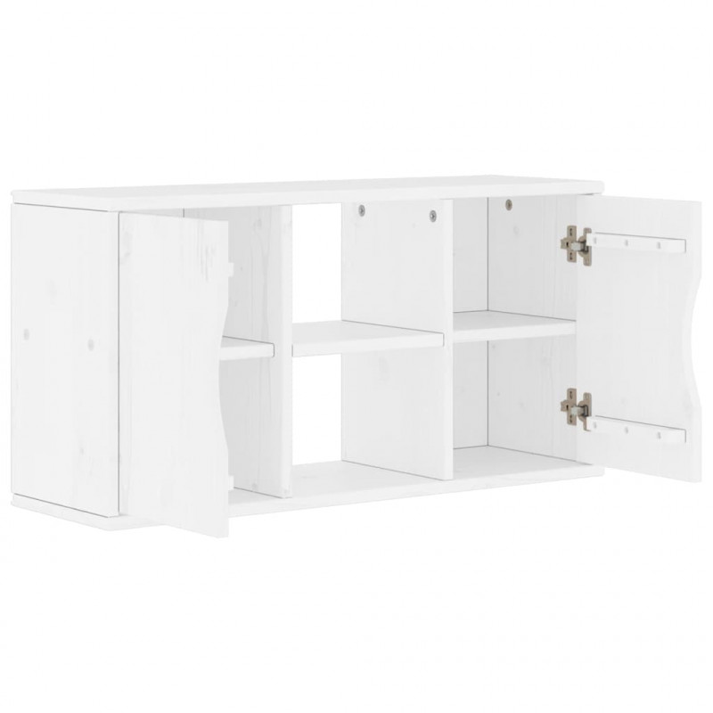 Szafka RTV „ODDA” Biała 79x24x40 cm Drewno lite Sosna
