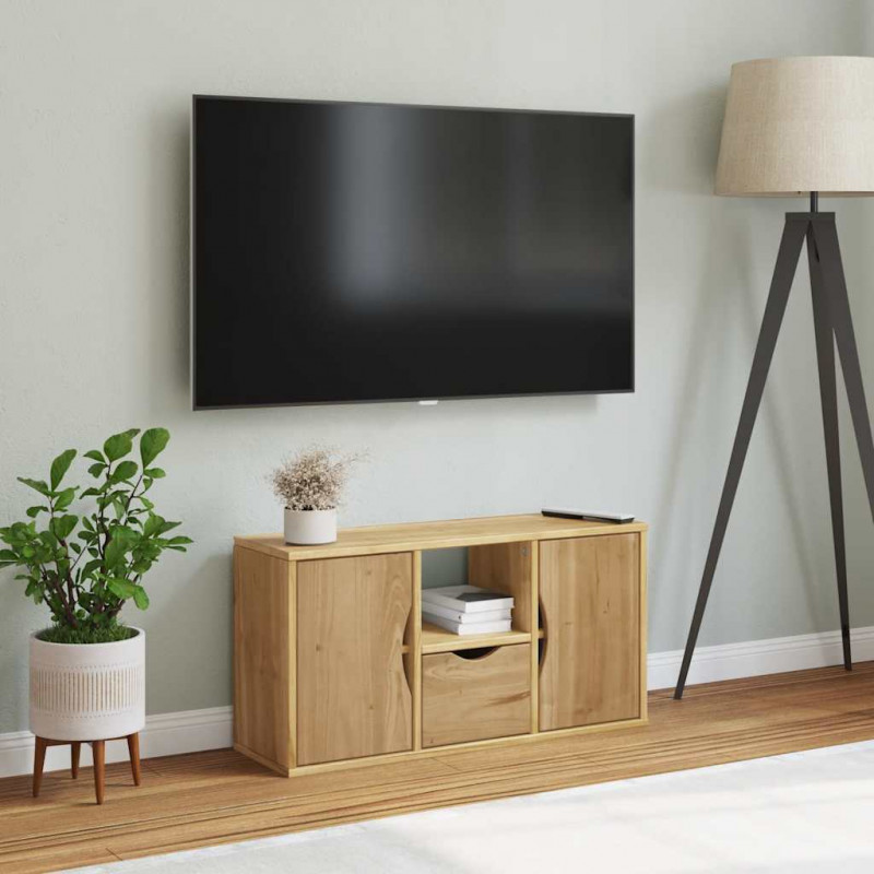 Szafka RTV z szufladą „ODDA” 79x24x40 cm Drewno lite sosnowe