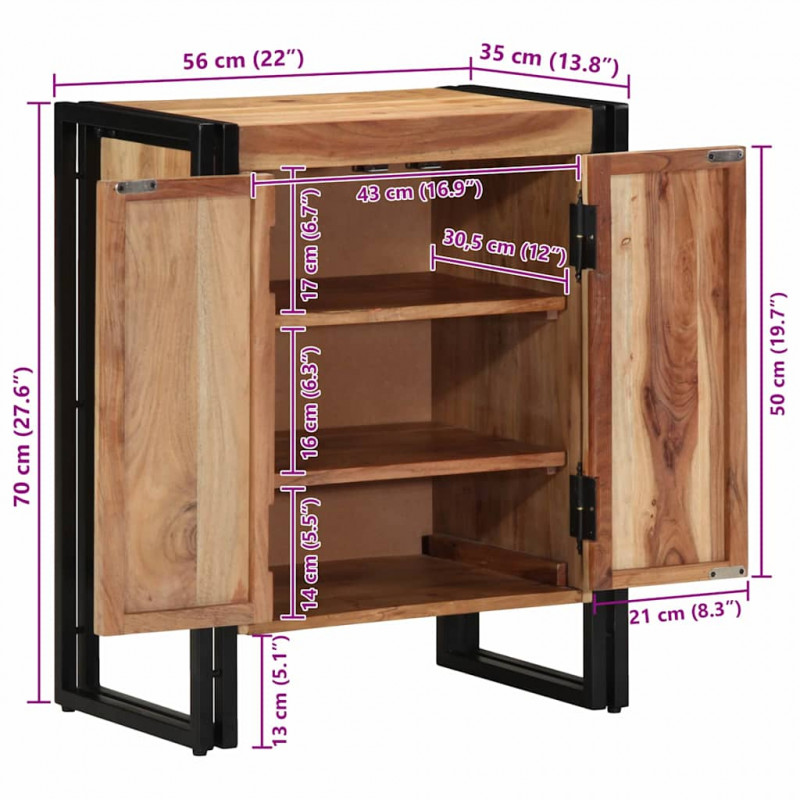 Szafka na buty Brązowy 56 x 35 x 70 cm Lite drewno akacjowe