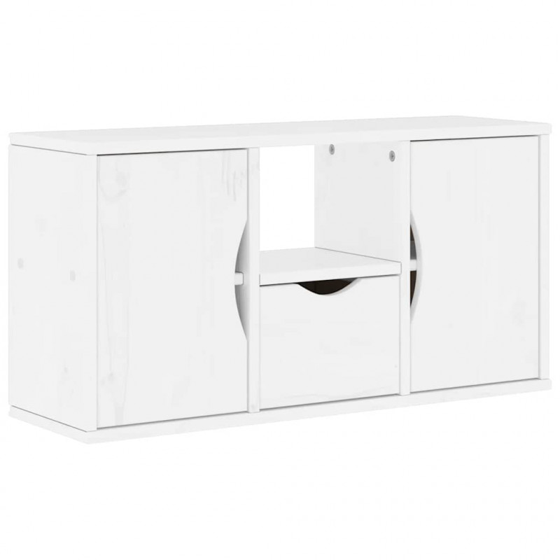 Szafka RTV z szufladą „ODDA” Biała 79x24x40cm Drewno lite Sosna