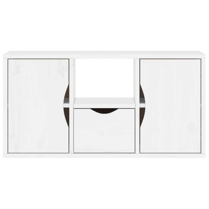 Szafka RTV z szufladą „ODDA” Biała 79x24x40cm Drewno lite Sosna
