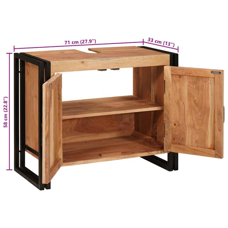 Szafka umywalkowa Brązowy 71 x 33 x 58 cm Lite Drewno Akacji