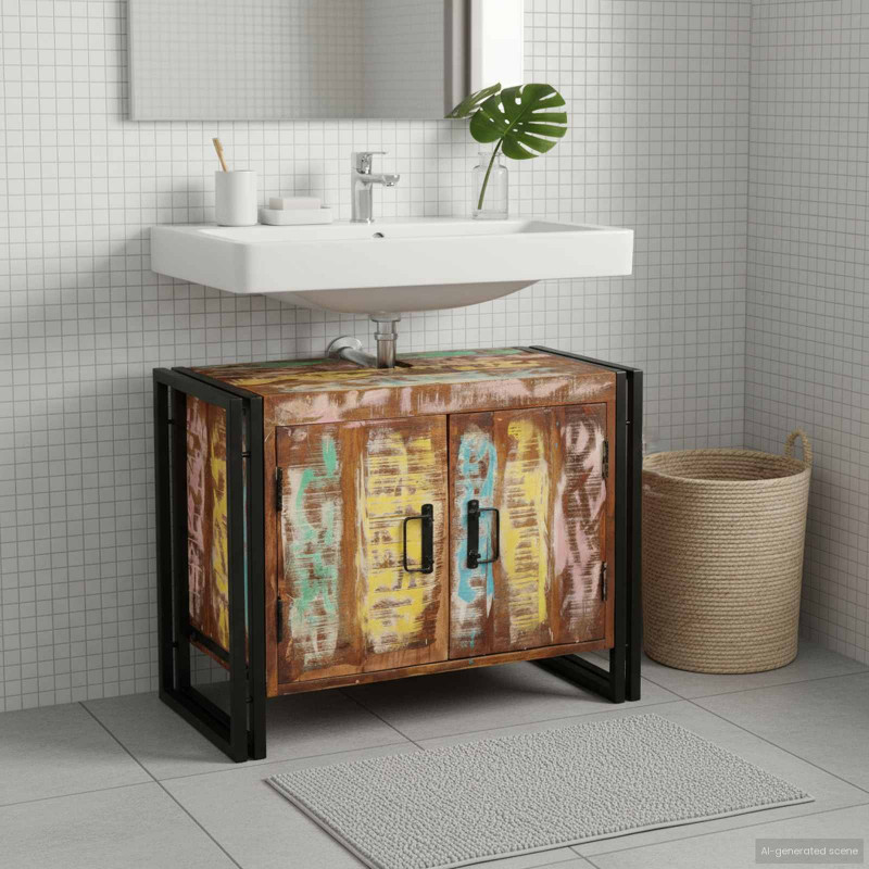 Szafka umywalkowa Wielokolorowe Lite Drewno Recyklingowe