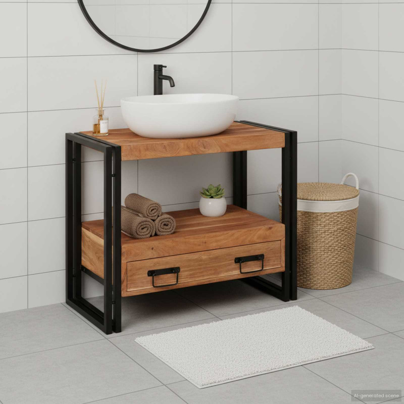Szafka toaletki Brązowy 71 x 33 x 58 cm Lite Drewno Akacji