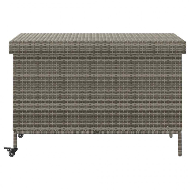 Skrzynia ogrodowa z kółkami, szara, 110x55x73 cm, polirattan