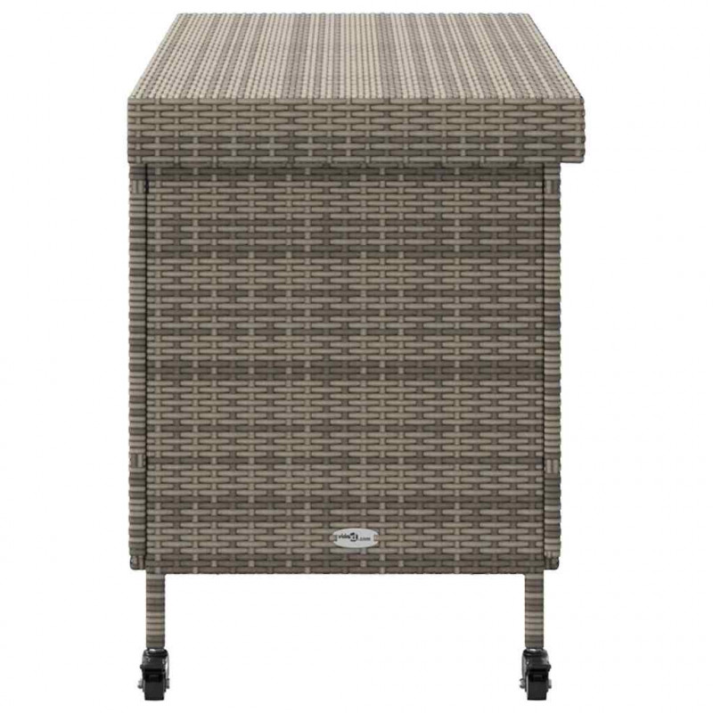 Skrzynia ogrodowa z kółkami, szara, 110x55x73 cm, polirattan