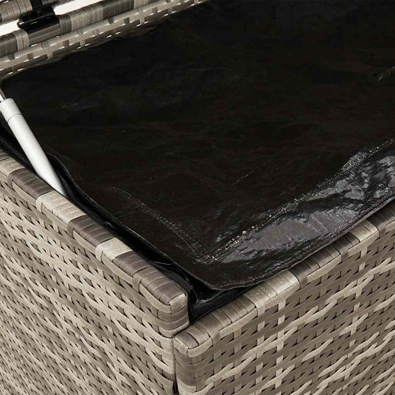 Skrzynia ogrodowa z kółkami, szara, 110x55x73 cm, polirattan