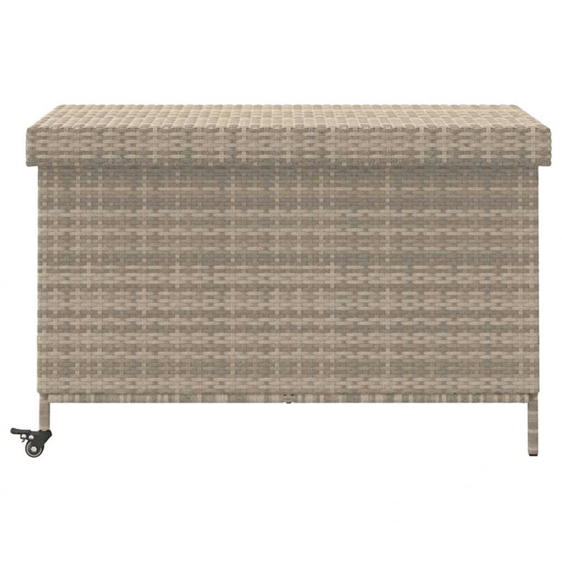 Skrzynia ogrodowa z kółkami, szara, 110x55x73 cm, polirattan