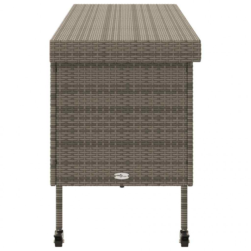 Skrzynia ogrodowa z kółkami, szara, 160x55x75 cm, polirattan