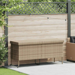 Skrzynia ogrodowa z kółkami beżowa 160x55x75 cm polirattan