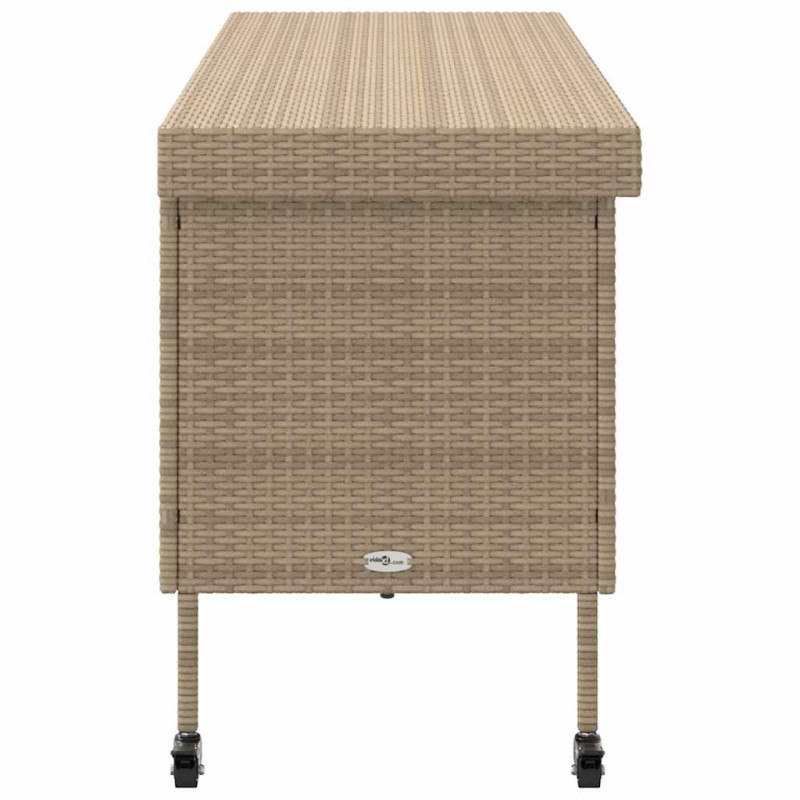 Skrzynia ogrodowa z kółkami beżowa 160x55x75 cm polirattan
