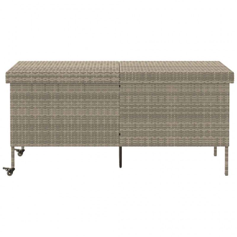 Skrzynia ogrodowa z kółkami, szara, 160x55x75 cm, polirattan