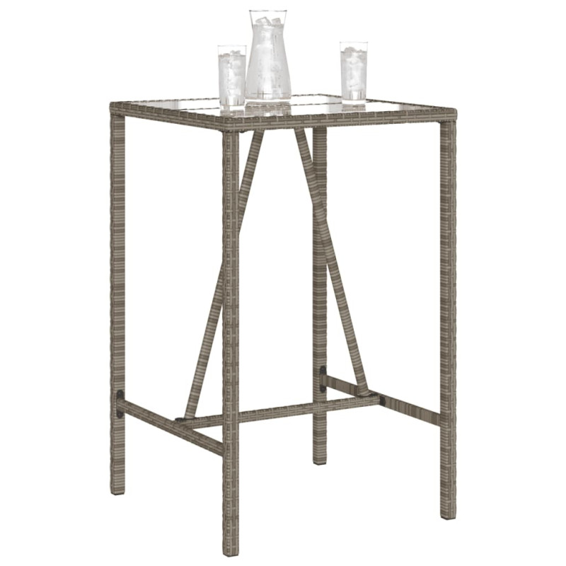 Ogrodowy stolik barowy, szary, 70x70x110 cm, polirattan
