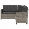 Sofa ogrodowa ze stołem i poduszkami w kształcie litery L