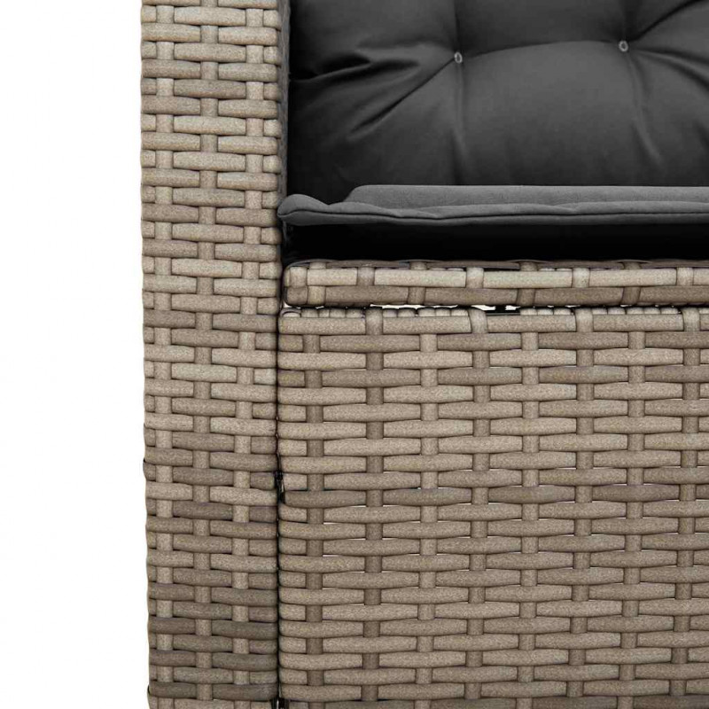 Sofa ogrodowa ze stołem i poduszkami w kształcie litery L
