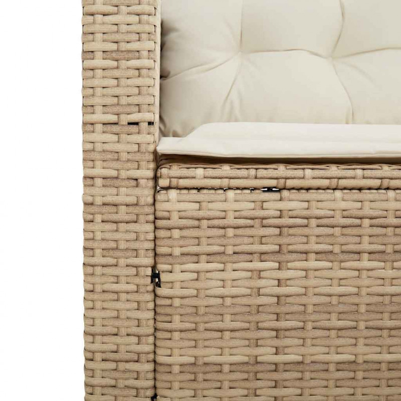 Sofa ogrodowa ze stołem i poduszkami w kształcie litery L