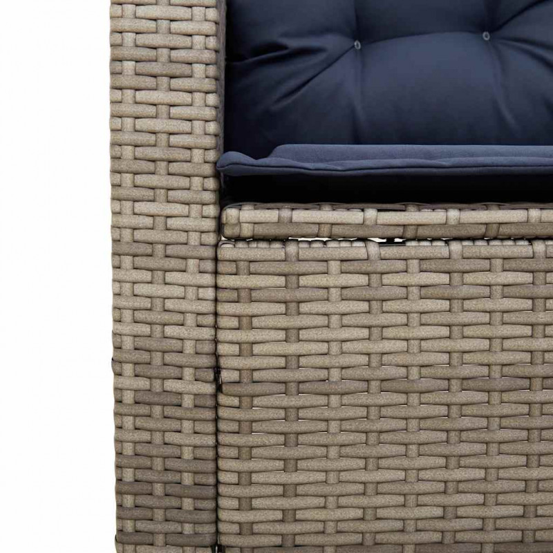 Sofa ogrodowa ze stołem i poduszkami w kształcie litery L
