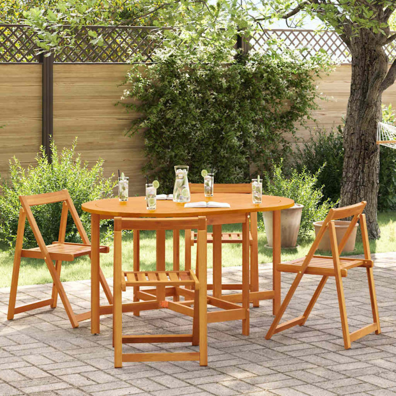 Stół Ogrodowy 5 pcs Brązowy Lite Drewno Akacji