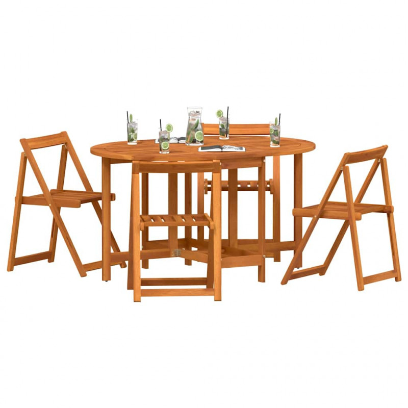 Stół Ogrodowy 5 pcs Brązowy Lite Drewno Akacji