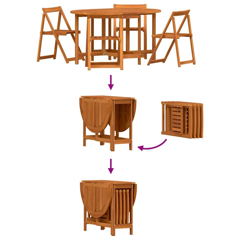 Stół Ogrodowy 5 pcs Brązowy Lite Drewno Akacji