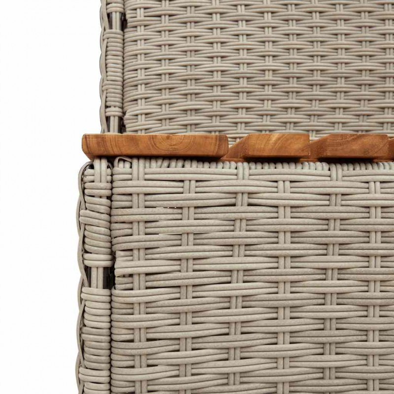 Stopień do wanny z hydromasażem Jasnoszary rattan PE i akacja