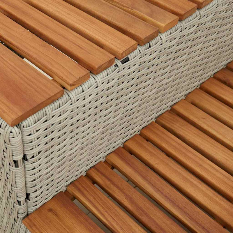 Stopień do wanny z hydromasażem Jasnoszary rattan PE i akacja