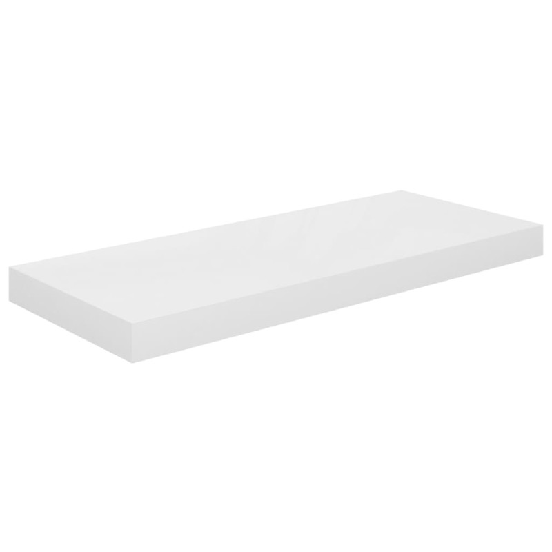 Półki ścienne 2 szt., wysoki połysk, białe, 60x23,5x3,8 cm, MDF