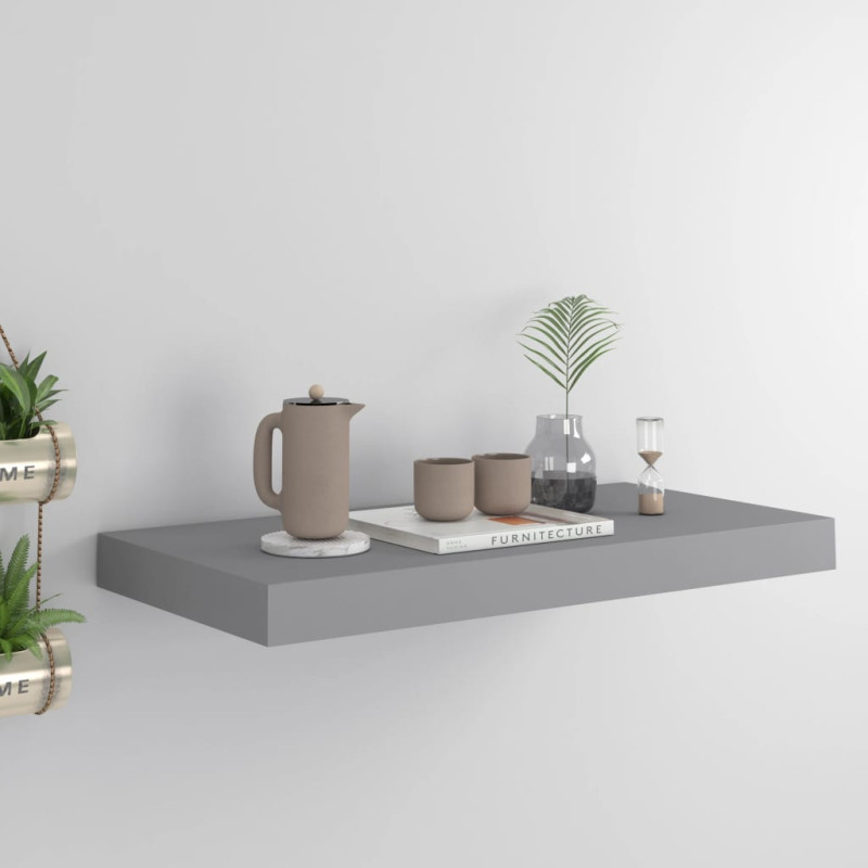 Półka ścienna, szara, 50 x 23 x 3,8 cm, MDF