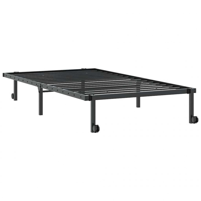 Rama łóżka bez materaca składana czarna 107x203 cm stalowa