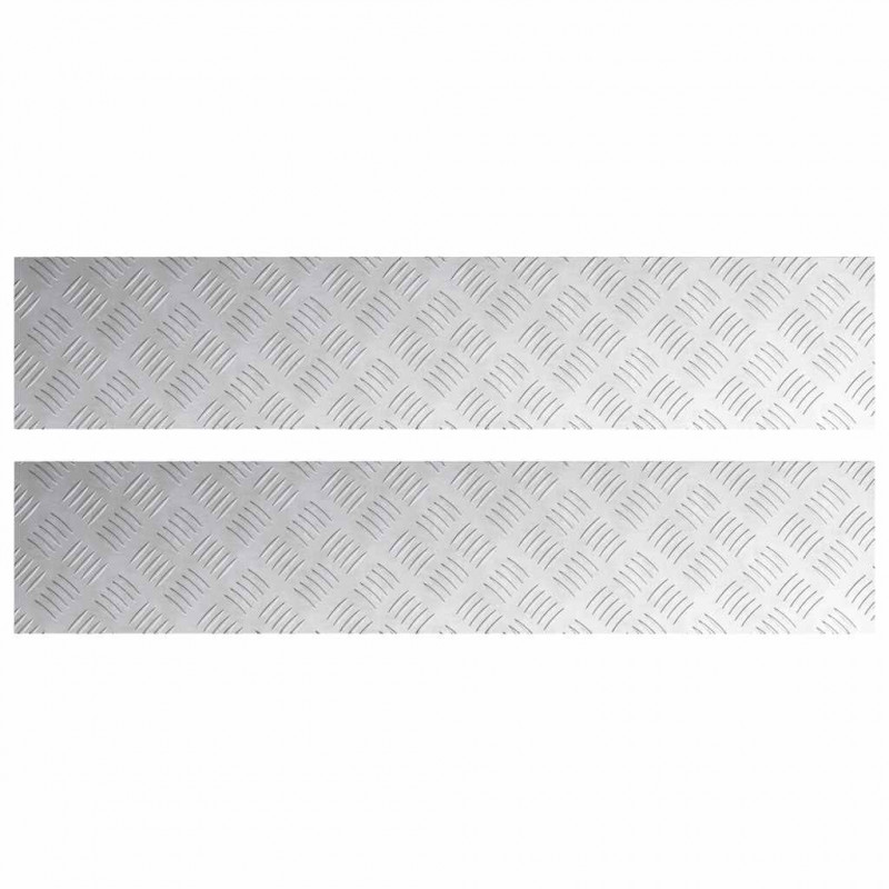 Stopień Prostokątny 2 pcs Srebrny 100 x 20 cm Aluminium