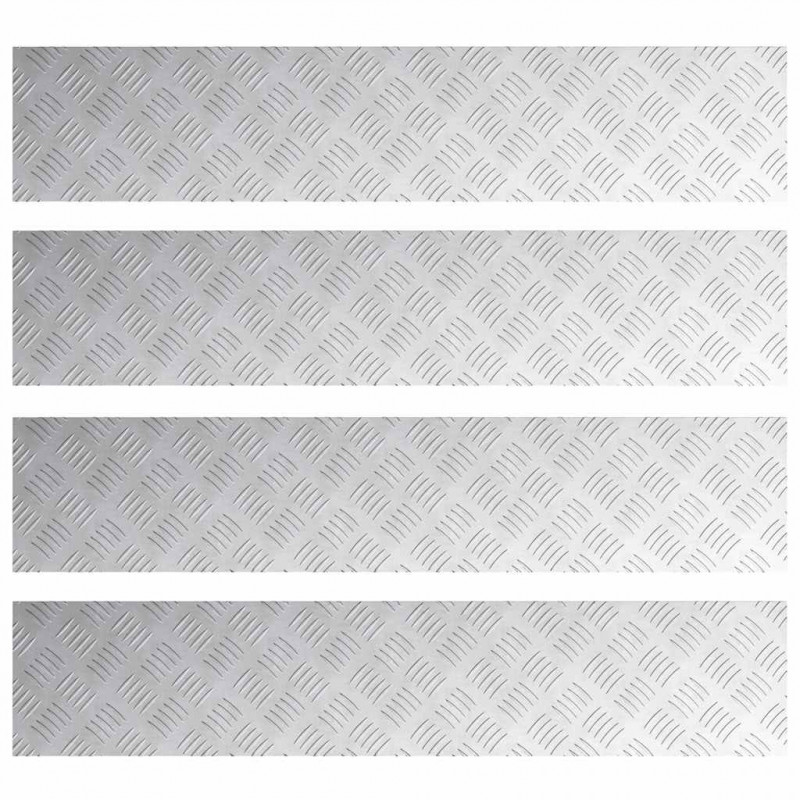 Stopień Prostokątny 4 pcs Srebrny 100 x 20 cm Aluminium