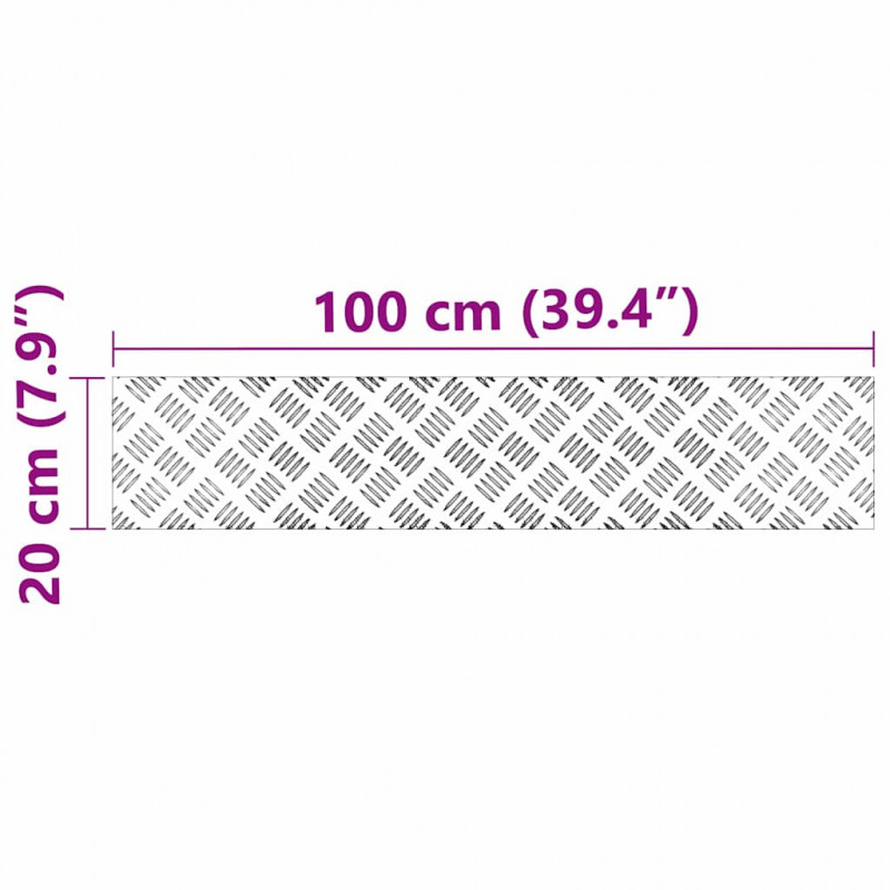 Stopień Prostokątny 4 pcs Srebrny 100 x 20 cm Aluminium