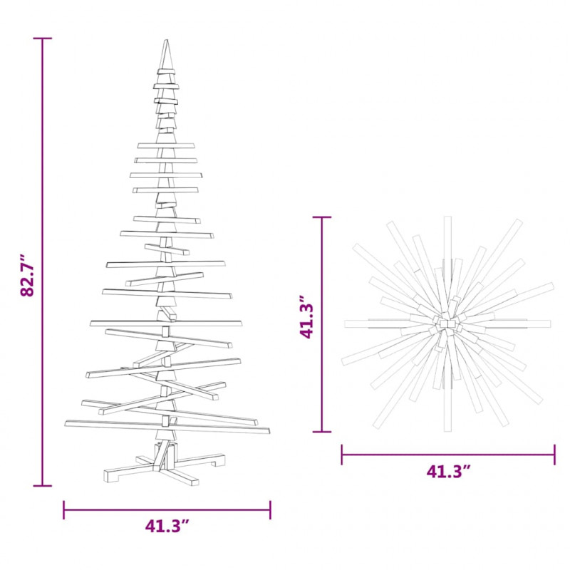 Drewniana choinka do udekorowania, 210 cm, lite drewno sosnowe