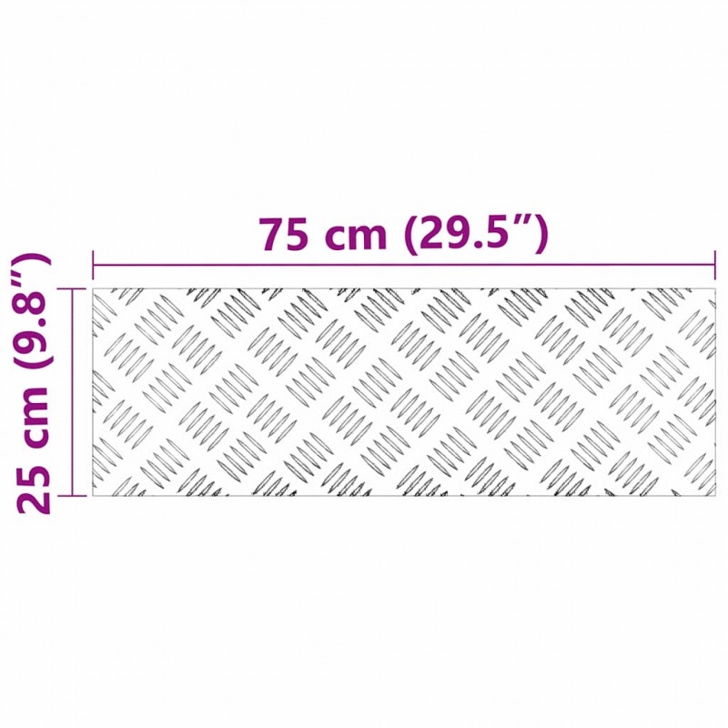 Stopień Prostokątny 2 pcs Srebrny 75 x 25 cm Aluminium