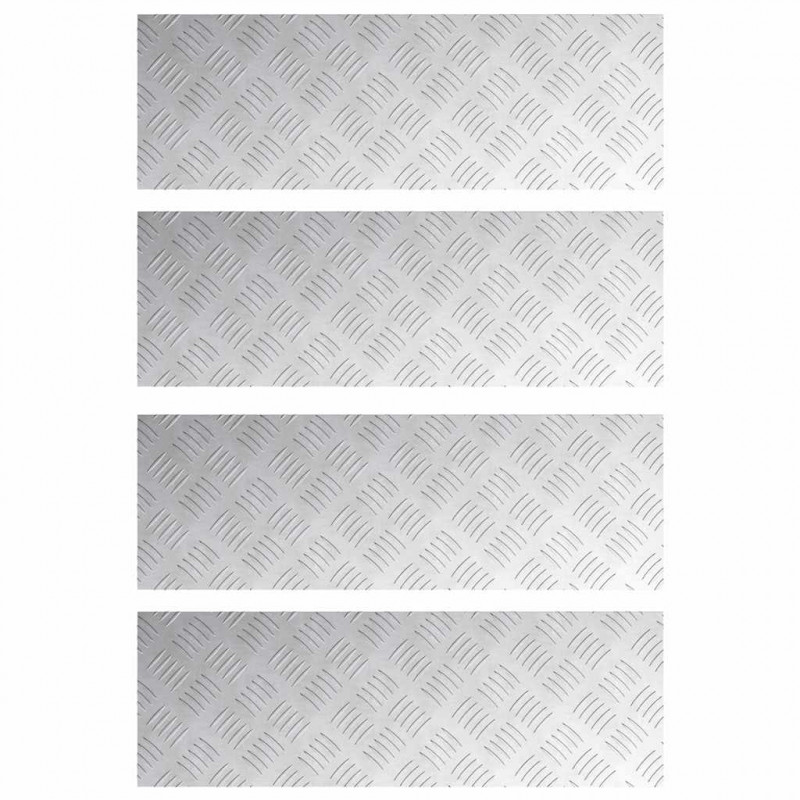 Stopień Prostokątny 4 pcs Srebrny 75 x 25 cm Aluminium