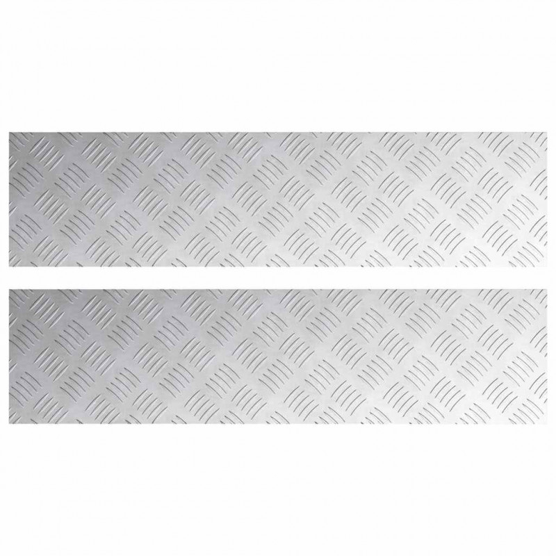 Stopień Prostokątny 2 pcs Srebrny 100 x 25 cm Aluminium