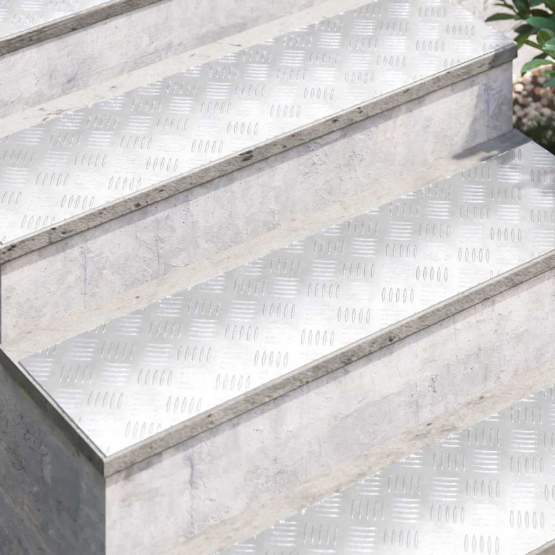 Stopień Prostokątny 2 pcs Srebrny 100 x 25 cm Aluminium