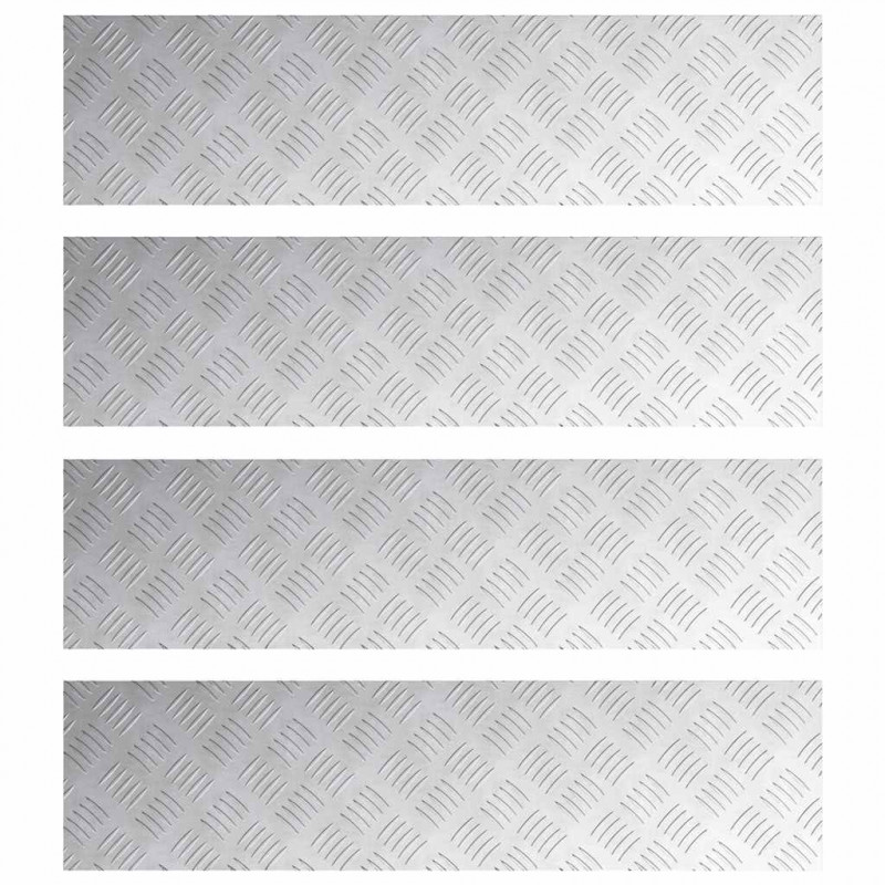 Stopień Prostokątny 4 pcs Srebrny 100 x 25 cm Aluminium
