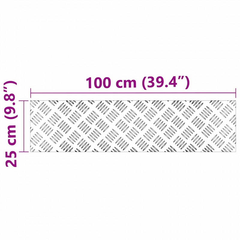 Stopień Prostokątny 4 pcs Srebrny 100 x 25 cm Aluminium