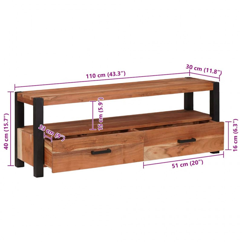 Szafka pod telewizor z szufladą Brązowy 110 x 30 x 40 cm