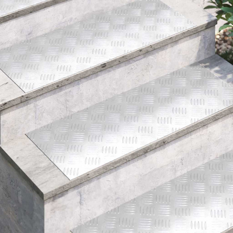 Stopień Prostokątny 4 pcs Srebrny 80 x 30 cm Aluminium