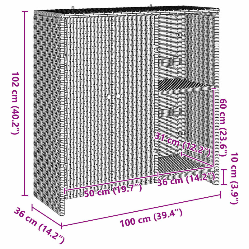 Szafka do przechowywania Brązowy 100 x 36 x 102 cm rattan