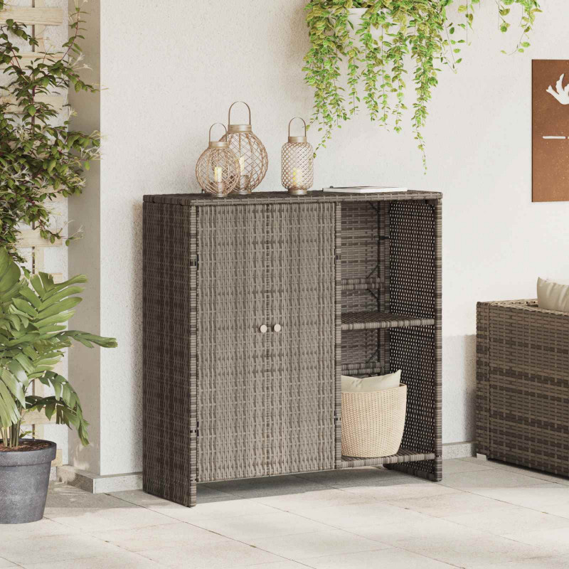 Szafka do przechowywania z półką Szary 100 x 36 x 102 cm rattan