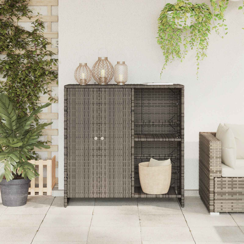 Szafka do przechowywania z półką Szary 100 x 36 x 102 cm rattan