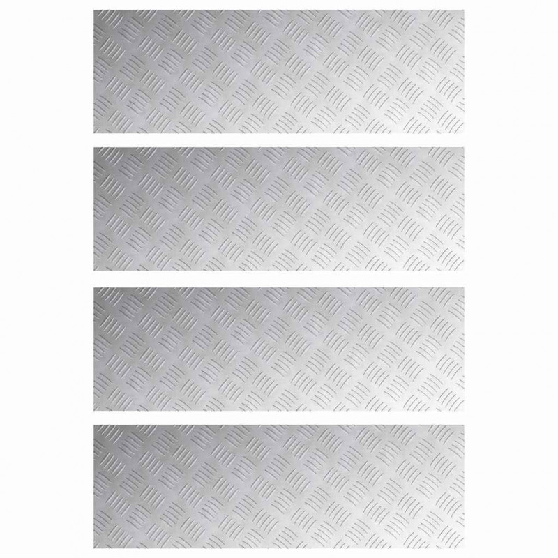 Stopień Prostokątny 4 pcs Srebrny 90 x 30 cm Aluminium