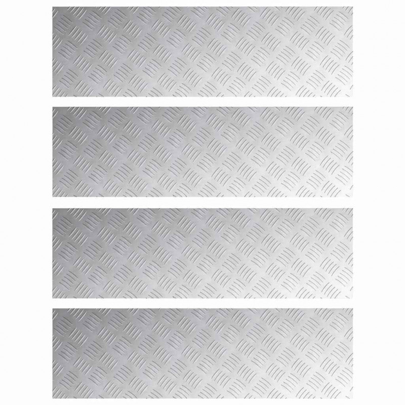 Stopień Prostokątny 4 pcs Srebrny 100 x 30 cm Aluminium
