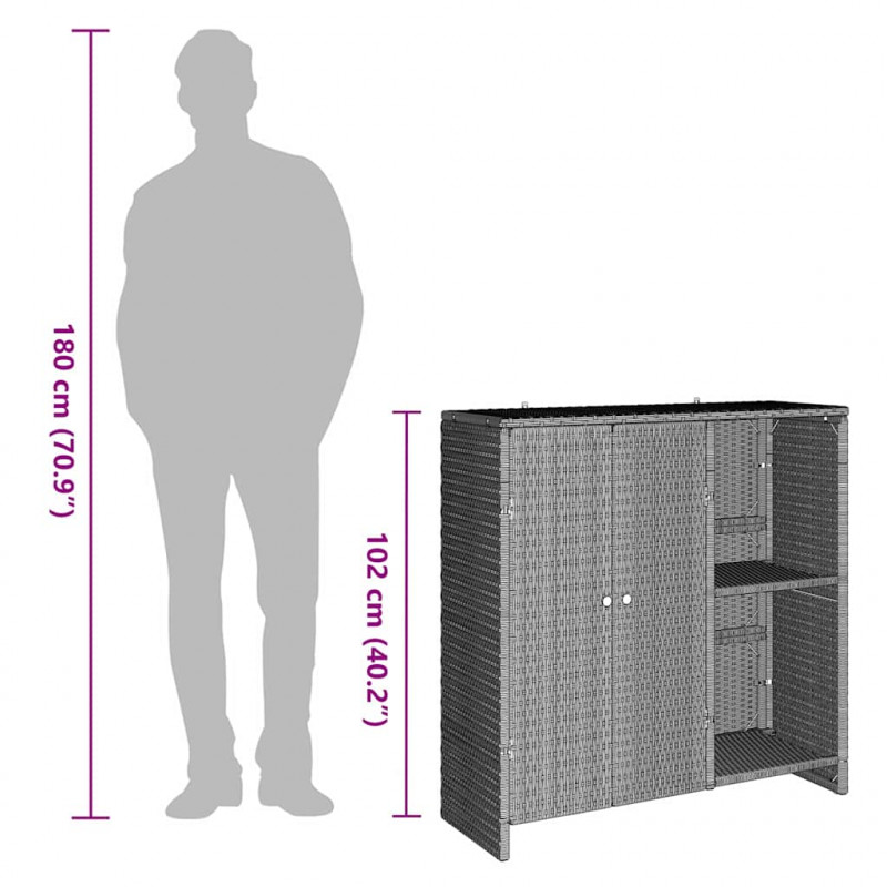 Szafka do przechowywania Jasnoszary 100 x 36 x 102 cm rattan