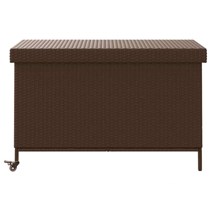 Skrzynia ogrodowa z kółkami, brązowa, 110x55x73 cm, polirattan