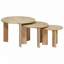 Nesting Stoły Kawowe 3 pcs Czarny Drewno z mango